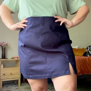 Plus Size Navy Blue Mini Skirt, 2X, Forever 21 Plus, Side Slit